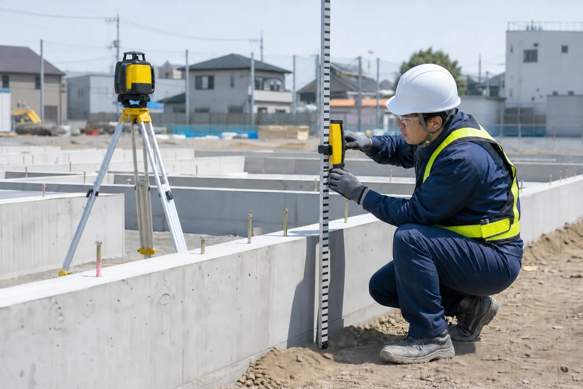 屋外でレーザー墨出し器が見えにくいときの対処法｜受光器・設置・精度確認・雨天時の注意の比較ポイントを整理した図解